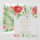 Waterverf Gold Ampersand - Indulgent Red Roses Briefkaart (Voorkant / Achterkant)