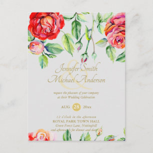 Waterverf Gold Ampersand - Indulgent Red Roses Briefkaart