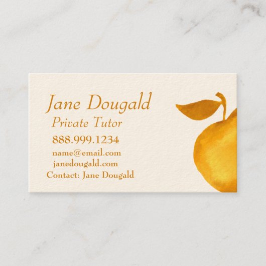 Waterverf Gold Apple-leraar, instructeur-testeraar Visitekaartje (Voorkant)