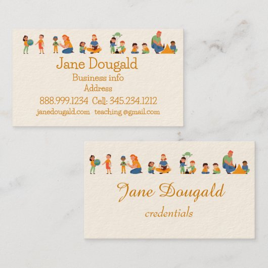 Waterverf Gold Apple Teacher, Instructor Tutor Bu Visitekaartje (Voorkant / Achterkant)