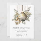 Waterverf Gold Bauble kerstvakantie Feestdagenkaart (Voorkant)