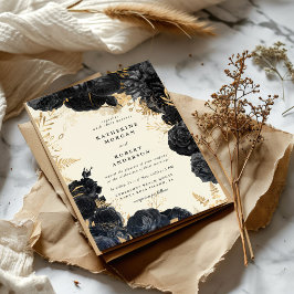 Waterverf Gold Black rozen Weddenschap Kaart