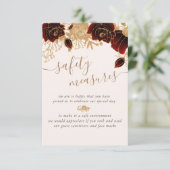 Waterverf Gold Bourgogne Rozen veiligheidsmaatrege Informatiekaartje (Staand voorkant)