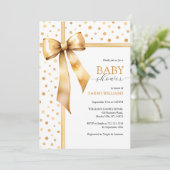 Waterverf Gold Bow Baby shower Kaart (Staand voorkant)