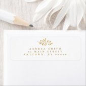 Waterverf Gold Branch Return-adreslabels Etiket (Insitu)