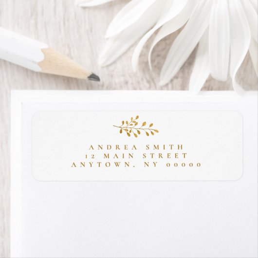 Waterverf Gold Branch Return-adreslabels Etiket (Insitu)