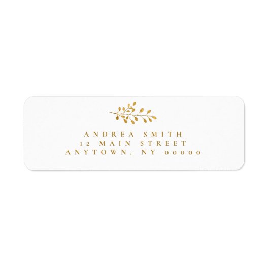Waterverf Gold Branch Return-adreslabels Etiket (Voorkant)