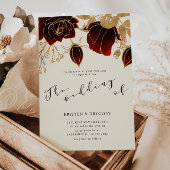 Waterverf Gold Burgundy Rozen Weddenschap Kaart