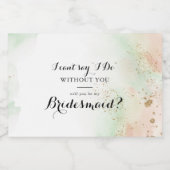 Waterverf Gold Confetti Bridesmaid Voorstel Sparkling Wijnetiket (Enkel label)