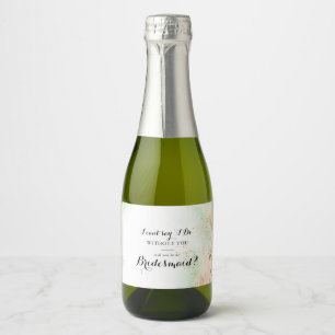 Waterverf Gold Confetti Bridesmaid Voorstel Sparkling Wijnetiket