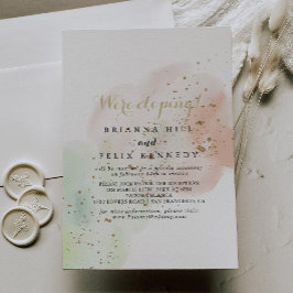 Waterverf Gold Confetti Elopement Reclame Kaart