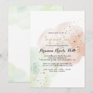 Waterverf Gold Confetti Sip en Zie Kaart