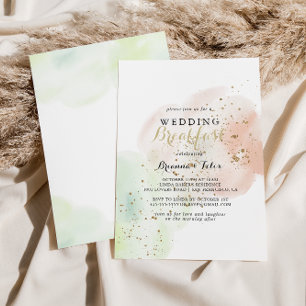 Waterverf Gold Confetti Wedding Breakfast Kaart