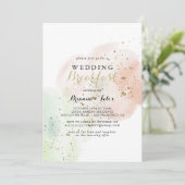 Waterverf Gold Confetti Wedding Breakfast Kaart (Staand voorkant)