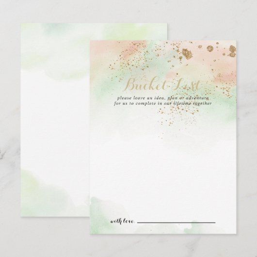 Waterverf Gold Confetti Wedding Bucket List-kaarte Briefkaart (Voorkant / Achterkant)