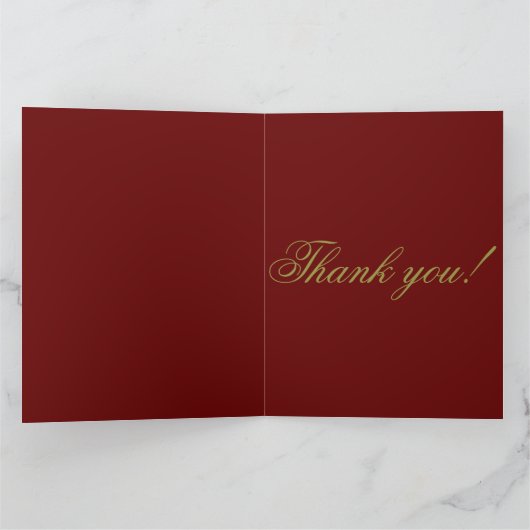 Waterverf Gold en Bourgondische ScriptHeel erg bed Bedankkaart (Binnen)