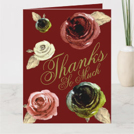 Waterverf Gold en Bourgondische ScriptHeel erg bed Bedankkaart