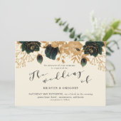 Waterverf Gold en Green Rozen Wedding Kaart (Staand voorkant)