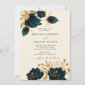 Waterverf Gold en Green Wedding Invitation Kaart (Voorkant)