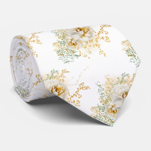 Waterverf Gold Floral Stropdas