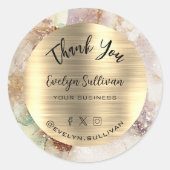 Waterverf Gold Foil Elegant Hartelijk dank Ronde Sticker (Voorkant)