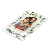 Waterverf Gold Foil Greenery en Holly Photo Magneet (Linkerzijde)