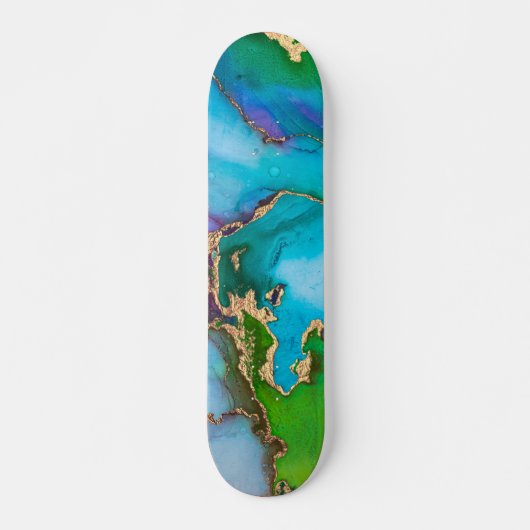 Waterverf Gold Foil kleurig Abstract Persoonlijk Skateboard (Voorkant)