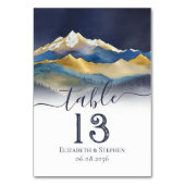 Waterverf Gold Foil Mountain Weddenbanknummer Kaart (Voorkant)
