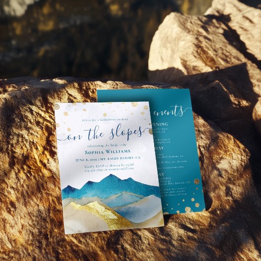 Waterverf Gold Foil Mountains Bachelorette Party Kaart