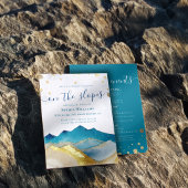 Waterverf Gold Foil Mountains Bachelorette Party Kaart