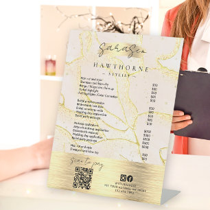Waterverf Gold Foil prijslijst Scan om QR te betal Reclamebord Met Voetstuk