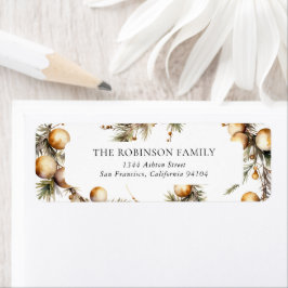 Waterverf Gold Foliage Holiday Retouradres Etiket