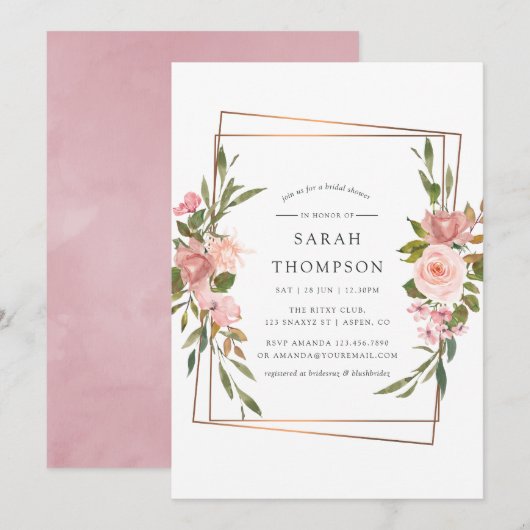 Waterverf Gold Geometric Blush Roos Vrijgezellenfe Kaart (Voorkant / Achterkant)