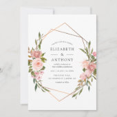 Waterverf Gold Geometric Blush Roses Weddenschap Kaart (Voorkant)