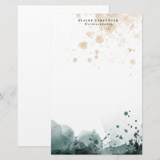 Waterverf Gold gepersonaliseerd briefpapier (Voorkant / Achterkant)