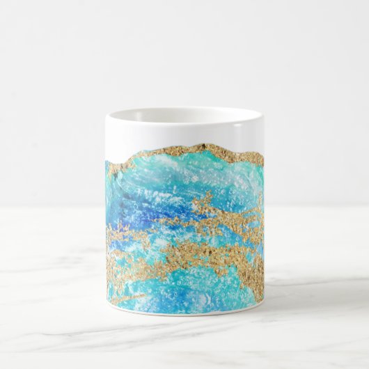 *~* Waterverf Gold Glitter Geode Rock Agate Koffiemok (Center)