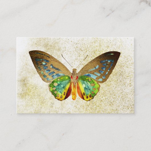 *~* Waterverf Gold Glitter Gilded Gold Butterfly Visitekaartje (Voorkant)