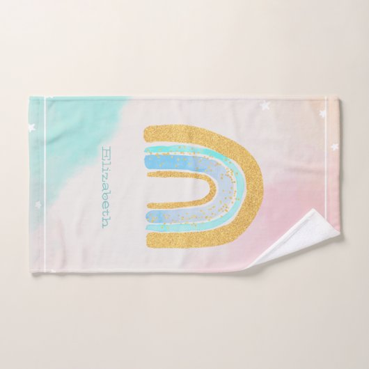 Waterverf Gold Glitter Rainbow Bad Handdoek (Handdoek)