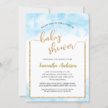 Waterverf Gold Glitter Virtual Baby Shower