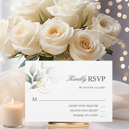 Waterverf Gold Green laat RSVP Wedding Kaartje