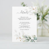 Waterverf Gold Greenery Wedding Details Informatiekaartje (Staand voorkant)