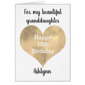 Waterverf Gold Heart 15e verjaardag kleindochter (Voorkant)