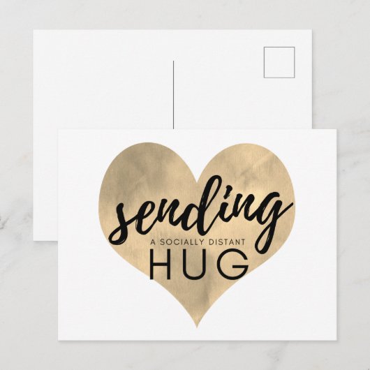 Waterverf Gold Heart Social Distancing Hug Briefkaart (Voorkant / Achterkant)