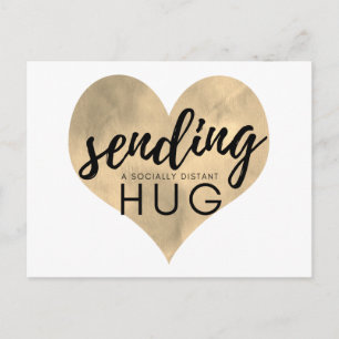 Waterverf Gold Heart Social Distancing Hug Briefkaart