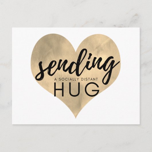 Waterverf Gold Heart Social Distancing Hug Briefkaart (Voorkant)