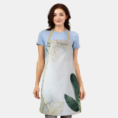 Waterverf Gold/Hunter Green Verlaat Pattern Apron Schort (Gedragen)