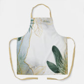 Waterverf Gold/Hunter Green Verlaat Pattern Apron Schort (Voorkant)