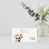 Waterverf Gold Labrador Hond Wandelen Visitekaartje (Staand voorkant)