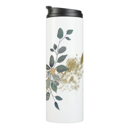 Waterverf Gold Monogram | Elegant voor aangepaste  Thermosbeker (Geroteerd rechts)