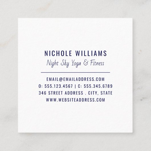 Waterverf Gold Moon Navy Blue Night Sky Nebula Vierkante Visitekaartje (Achterkant)